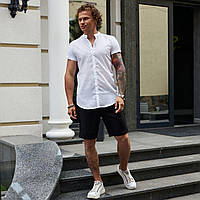 Мужская рубашка с коротким рукавом белая тенниска на лето