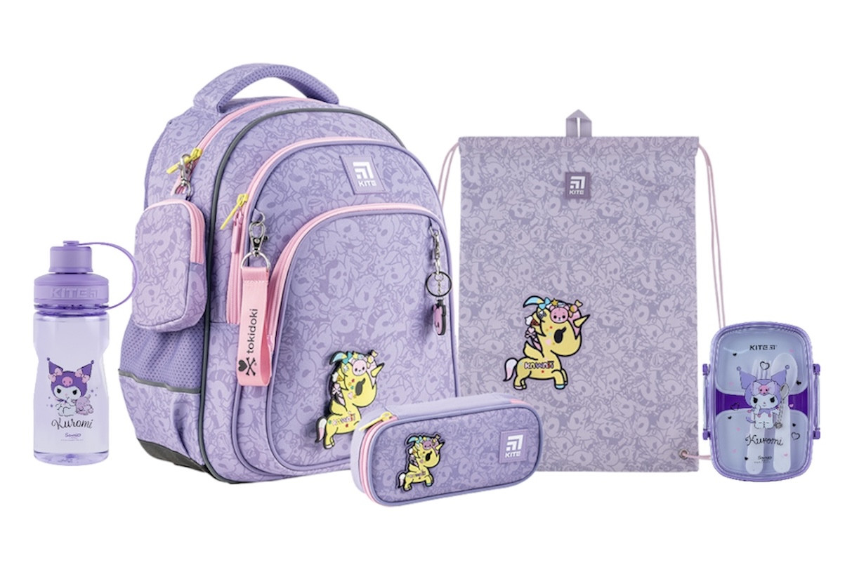 Шкільний набір Kite Education tokidoki (рюкзак+пенал+сумка+ланчбокс+пляшка) SET_TK24-763S, 115-130 см