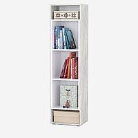 Стелаж-пенал книжный для офиса на 5 отделений, дизайнерский вертикальный стелаж из ламинированого дсп для дома Бетон Белый