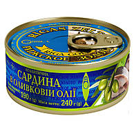 Сардина атлантична в оливковій олії Ризьке золото 240 г (4820062447508) ET, код: 7918912