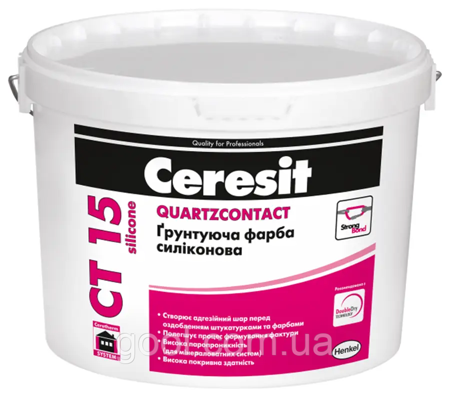 Грунт Ceresit CT15 Silicone кварцовий фарба під силіконову силікатну декоративну штукатурку відро 15 кг