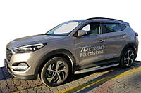 Боковые пороги Tayga Grey (2 шт., алюминий) для Hyundai Tucson TL 2016-2021 гг DOK