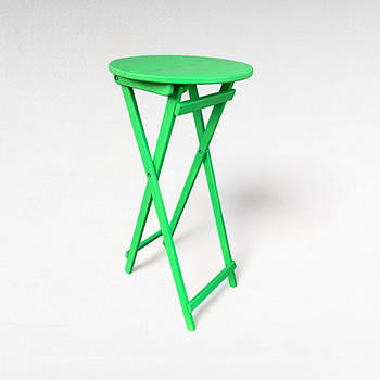 Високий складаний круглий дерев'яний барний стіл для кафе Вуличний розкладний столик з дерева для кав'ярні Салатовий