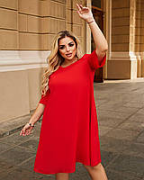 Модное лёгкое летнее платье Креп-шифон+трикотажная подкладка 50-52,54-56,58-60,62-64 Цвета 4 Красный
