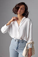 Женская рубашка с укороченным рукавом - молочный цвет, M (есть размеры) KOMFORT