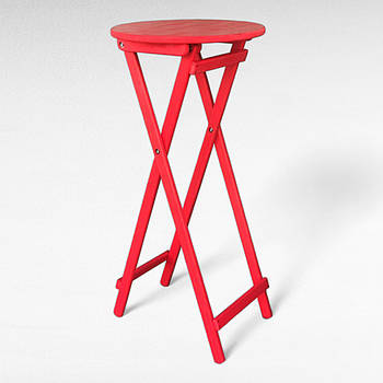 Високий складаний круглий дерев'яний барний стіл для кафе Вуличний розкладний столик з дерева для кав'ярні Червоний