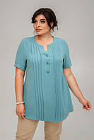 Женская рубашка летняя прямая свободная большого размера 56, 58, 60, 64 р ментолового цвета