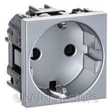 N2288 PL Розетка із заземленням та шторками Zenit колір срібло 2CLA228800N1301, фото 1