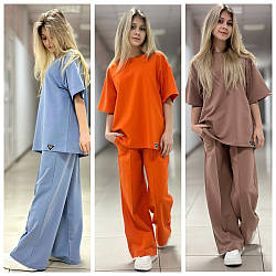 Підлітковий стильний костюм для дівчат Lina, футболка оверсайз і штани палацо, розміри на зріст 140— 160