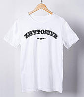 Новинка! Жіноча футболка з патріотичним принтом "Zhytomyr Ukraine 884" біла