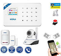 Беспроводная сигнализация Wi-Fi Kerui W18 + Wi-Fi IP камера внутренняя базовый комплект (IJRD QT, код: 2380569