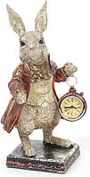 Фигурка декоративная с часами "Белый Кролик в медном кафтане" 30см KOMFORT