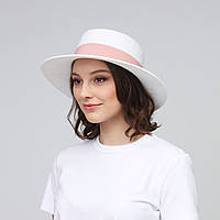 Шляпа женская канотье LuckyLOOK 375-780 One size Белый QT, код: 7440112