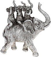 Декоративная статуэтка "Слоники" 23.5х9х26см, полистоун, серебро KOMFORT