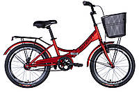 Велосипед ST 20" Formula SMART Vbr рама- с багажником задн St с корзиной Pl с крылом St 2024 (красный (м)) DOK