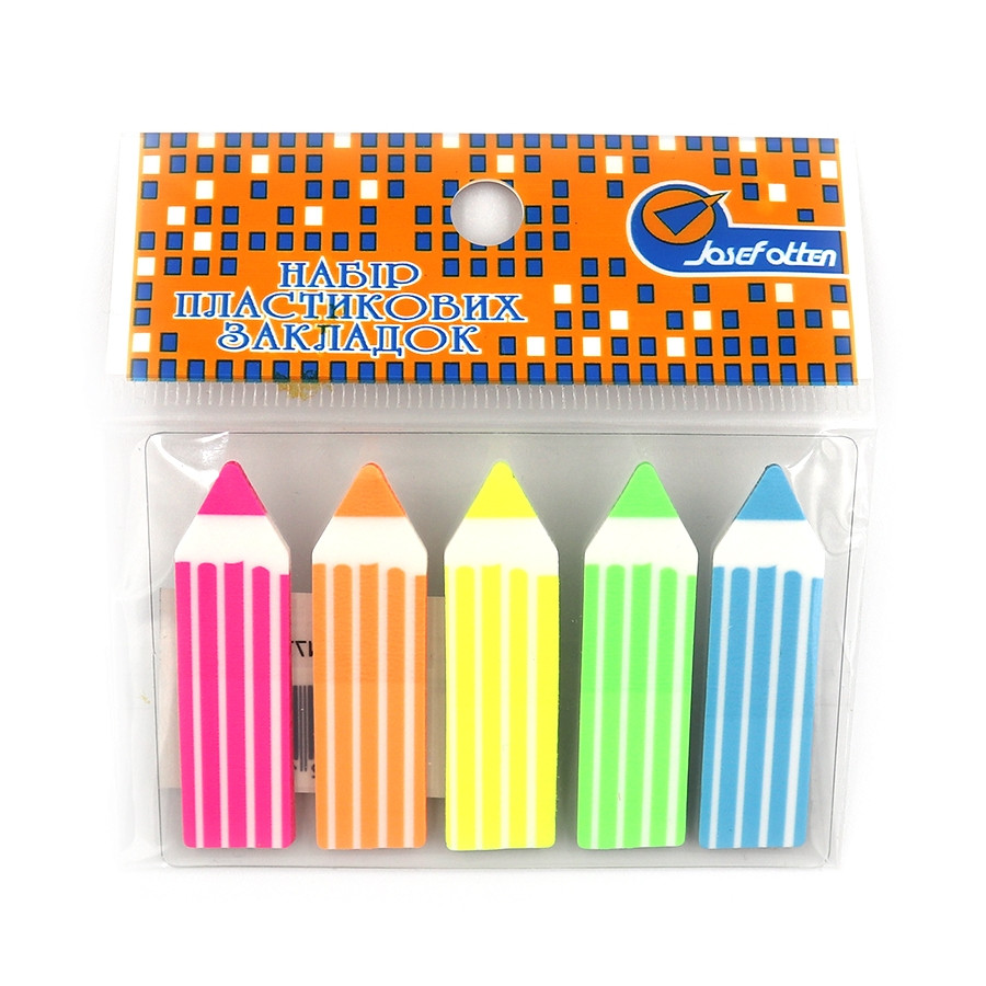 Стикери закладки пластикові "Олівець" 100 штук J.Otten