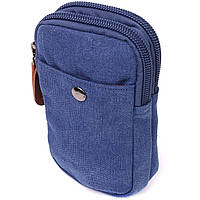 Практичная сумка-чехол на пояс с металлическим карабином из текстиля Vintage 22226 Синий KOMFORT
