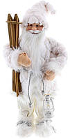 Новогодняя фигура "Санта Клаус с Лыжами и Фонарем" 60см, белый KOMFORT