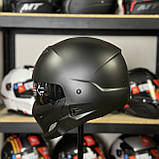 Мотошолом Exo Combat чорний мат DOT з темними окулярами трансформер, інтеграл для скутера/мотоцикла, фото 2