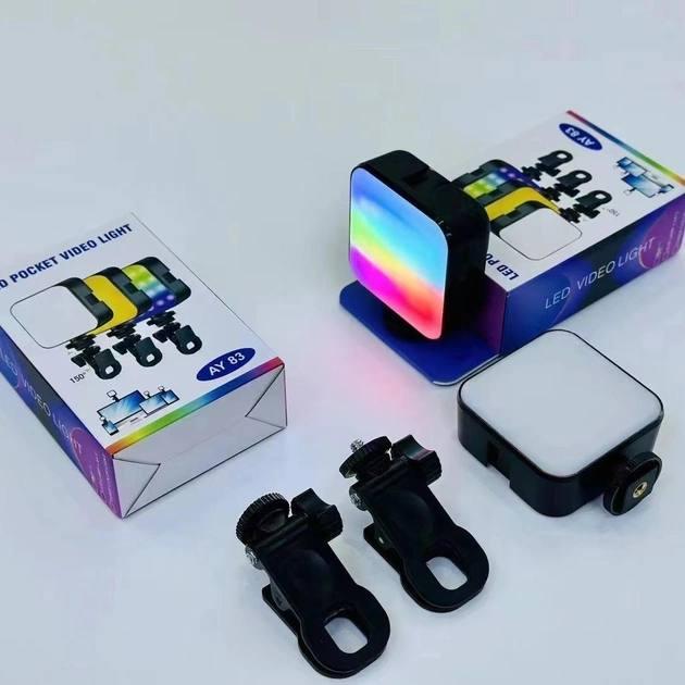 Портативное свещение для блогера мини видеосвет на клипсе RGB LAMP AY-83, Видеосвет для селфи - фото 6 - id-p2176319021