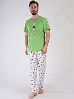 Мужской хлопковый комплект со штанами Сушы фисташковый-парные комплекты для всей семьи