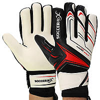 Рукавиці воротарські SOCCERMAX GK-4341 розмір 8 колір білий-чорний-червоний 10, Білий чорний-червоний