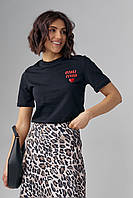 Трикотажная женская футболка с надписью Miu Miu - черный цвет, L