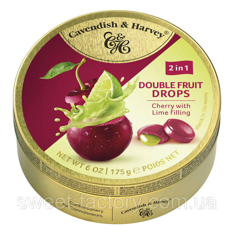 Леденцы Cavendish & Harvey Double Fruit Drops Cherry Lime 175g - фото 1 - id-p2176315912