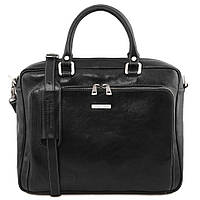 Кожаный портфель для ноутбука с передним карманом Pisa Tuscany TL141660 (Черный) DOK