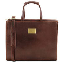 PALERMO - Женский портфель на 3 отделения из кожи Tuscany Leather TL141343 (Коричневый) DOK