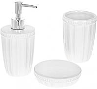 Набор аксессуаров Bright для ванной комнаты 3 предмета "Белая Готика" глянцевая керамика
