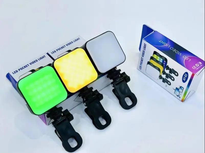 Мини видеосвет для блогера на телефон RGB LAMP AY-83, Освещение для блогера карманный видеосвет - фото 4 - id-p2176320430