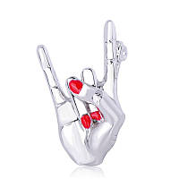 Брошь BROCHE Рука Rock-n-roll серебристая BRSF110878 UP, код: 7280262