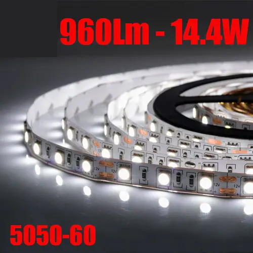 Світлодіодна стрічка B-LED Standart 12 В 5050-60 холодний білий, негерметична, 1 м
