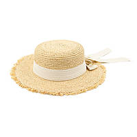 Шляпа КЛАРА натуральный белая лента SumWin 55-58 NB, код: 7598469