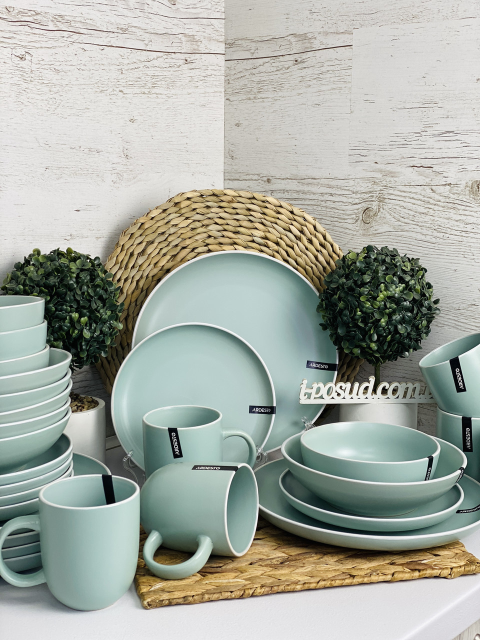 Набір посуду 16 пр Ardesto Cremona Pastel blue AR0020BC