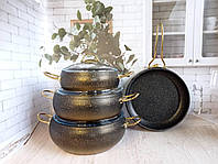 Набор посуды O.M.S. Collection (Турция) с а/п покрытием из 7-ми (4/3) предм. арт.3023 золото