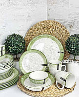 Набор на 21 предметов фарфоровая посуда бело-зеленый Ardesto Siena AR2920/2SWG