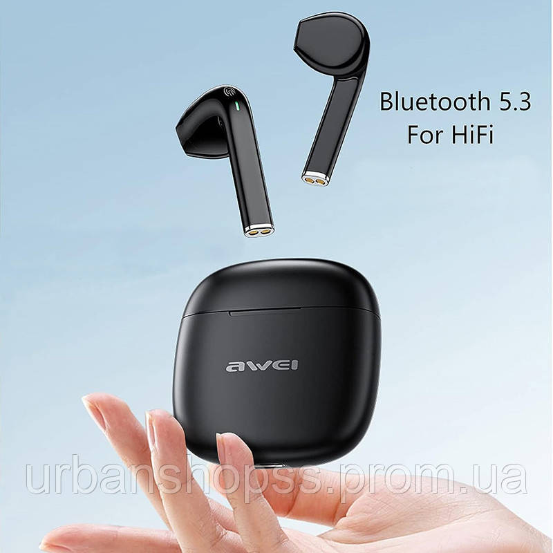 Беспроводные Bluetooth наушники Awei T26 Pro с зарядным боксом Черный UP, код: 8326224 - фото 5 - id-p2176355646