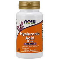 Гиалуроновая кислота NOW Foods Hyaluronic Acid with MSM 60 Veg Caps UP, код: 7518394