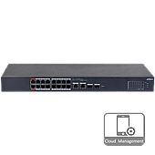 16-портовий керований PoE комутатор DH-CS4218-16ET-135 з 16 портами POE 100Мбіт + 2/UP-Link 1000Мбіт + 2/SFP