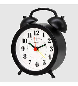 Настільний кварцовий будильник на батарейці АА 9х8х3, годинник-будильник Чорний