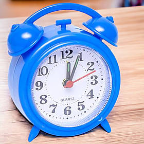 Настільний кварцовий будильник на батарейці АА 9х8х3, годинник-будильник Синій