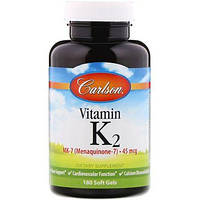 Витамин К2 МК-7 (менахиноном-7), Carlson Labs, 45 микрограмм, 180 желатиновых капсул
