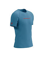 Спортивная компрессионная бесшовная мужская футболка Compressport Training SS Logo Tshirt M, M Niagara Blue