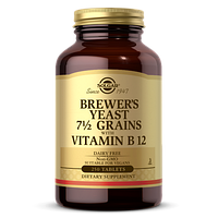 Пивные дрожжи зерна 7 1/2 с витамином В12 Solgar (Brewers Yeast 7 1/2 Grains with Vitamin B12) 250 таблеток