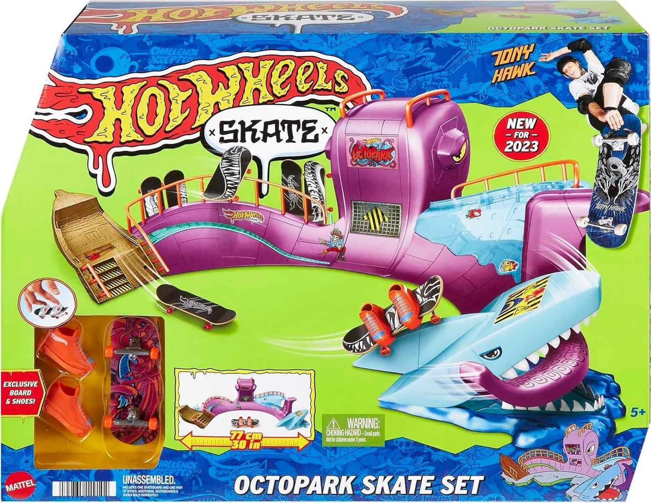 Трек Хот Вілс Скейт-парк Восьминіг, скейти для рук, фінгерборди Hot Wheels Skate Octopus Skatepark Tony Hawk