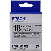 Картридж-лента для принтера Epson Tape - LK-5SBE Black/Matt Sil 18/9 Серебристый с черным (C53S655013)