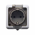 Розетка із заземленням із кришкою 16 А, IP54 сірий