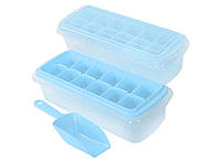 Форма для льда с контейнером и лопаткой HMD 27*10см Голубая 91-8725532 DH, код: 2616529
